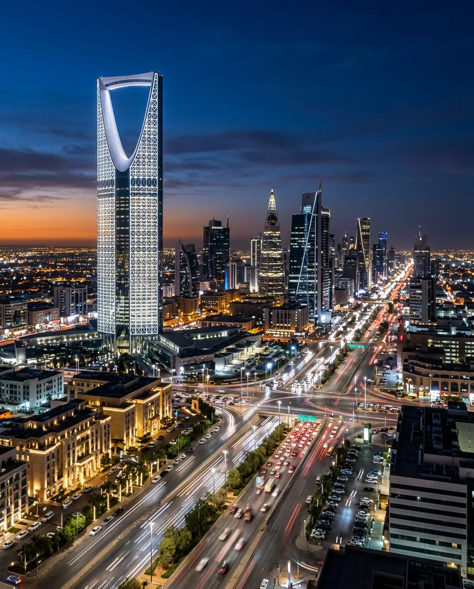 مدينة الرياض مضاءة بإنارة ليد موفرة للطاقة